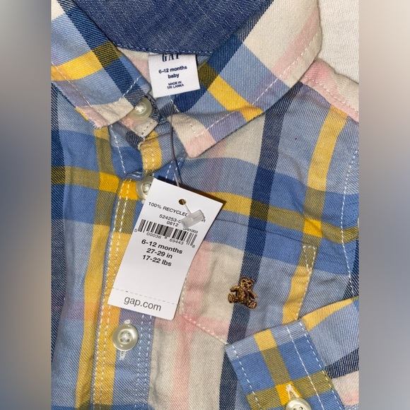 BabyGap Plaid Button Up Collared Onesie Top - Picture 3 of 5